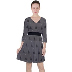 Gadsden Flag Don t Tread On Me Black And Gray Snake And Metal Gothic Crosses Ruffle Dress by snek