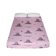 Gadsden Flag Standard Color Pink Gadsden Flag Pattern3 Stars K Gadsden Flag Pattern3 Black Background Fitted Sheet (full/ Double Size) by snek