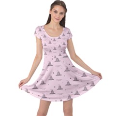 Gadsden Flag Standard Color Pink Gadsden Flag Pattern3 Stars K Gadsden Flag Pattern3 Black Background Cap Sleeve Dress by snek