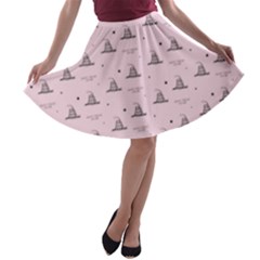 Gadsden Flag Standard Color Pink Gadsden Flag Pattern3 Stars K Gadsden Flag Pattern3 Black Background A-line Skater Skirt by snek