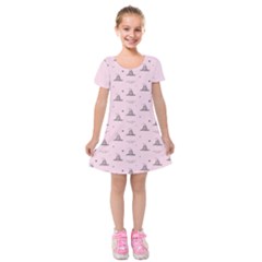 Gadsden Flag Standard Color Pink Gadsden Flag Pattern3 Stars K Gadsden Flag Pattern3 Black Background Kids  Short Sleeve Velvet Dress by snek