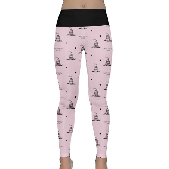 Gadsden Flag Standard Color Pink Gadsden Flag Pattern3 Stars K Gadsden Flag Pattern3 Black Background Lightweight Velour Classic Yoga Leggings