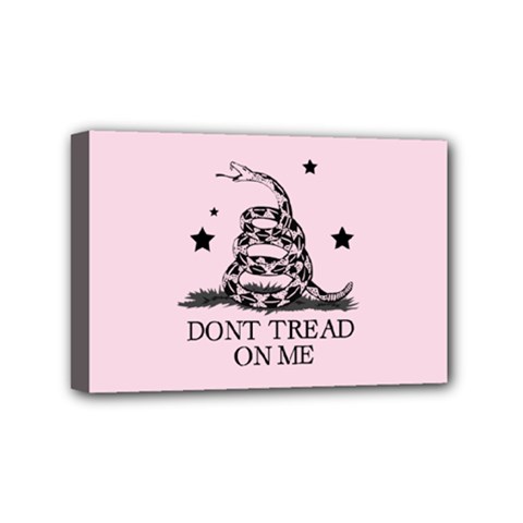 Gadsden Flag Don t Tread On Me Light Pink And Black Pattern With American Stars Mini Canvas 6  X 4  (stretched) by snek