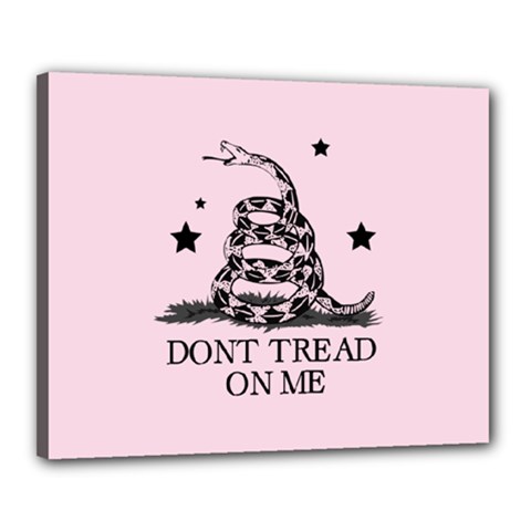 Gadsden Flag Don t Tread On Me Light Pink And Black Pattern With American Stars Canvas 20  X 16  (stretched) by snek