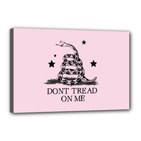 Gadsden Flag Don t Tread On Me Light Pink And Black Pattern With American Stars Canvas 18  X 12  (stretched) by snek