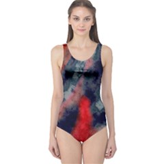 Dégradé Bleu Foncé/rouge One Piece Swimsuit by kcreatif