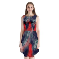 Dégradé Bleu Foncé/rouge Sleeveless Chiffon Dress  