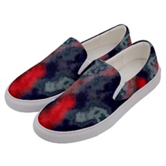 Dégradé Bleu Foncé/rouge Men s Canvas Slip Ons by kcreatif