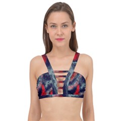 Dégradé Bleu Foncé/rouge Cage Up Bikini Top