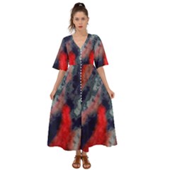 Dégradé Bleu Foncé/rouge Kimono Sleeve Boho Dress by kcreatif