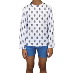 Funny Clown Sketchy Drawing Pattern Kids  Long Sleeve Swimwear by dflcprintsclothing