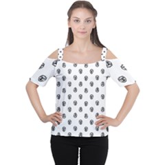 Funny Clown Sketchy Drawing Pattern Cutout Shoulder Tee