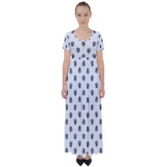 Funny Clown Sketchy Drawing Pattern High Waist Short Sleeve Maxi Dress