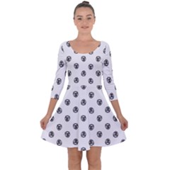 Funny Clown Sketchy Drawing Pattern Quarter Sleeve Skater Dress