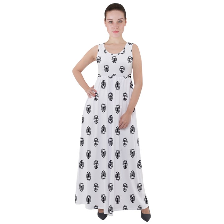 Funny Clown Sketchy Drawing Pattern Empire Waist Velour Maxi Dress