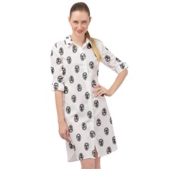 Funny Clown Sketchy Drawing Pattern Long Sleeve Mini Shirt Dress by dflcprintsclothing