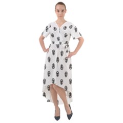 Funny Clown Sketchy Drawing Pattern Front Wrap High Low Dress