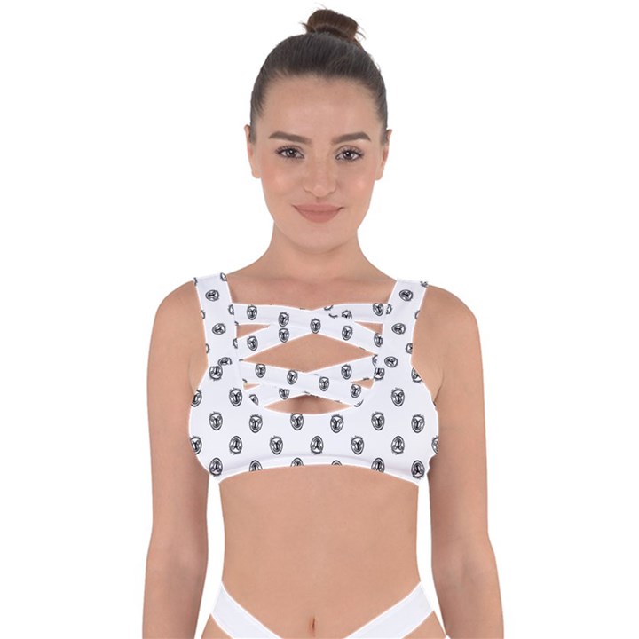 Funny Clown Sketchy Drawing Pattern Bandaged Up Bikini Top