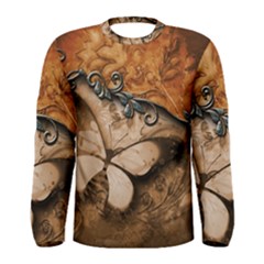 Wonderful Floral Design With Butterflies Men s Long Sleeve Tee by FantasyWorld7