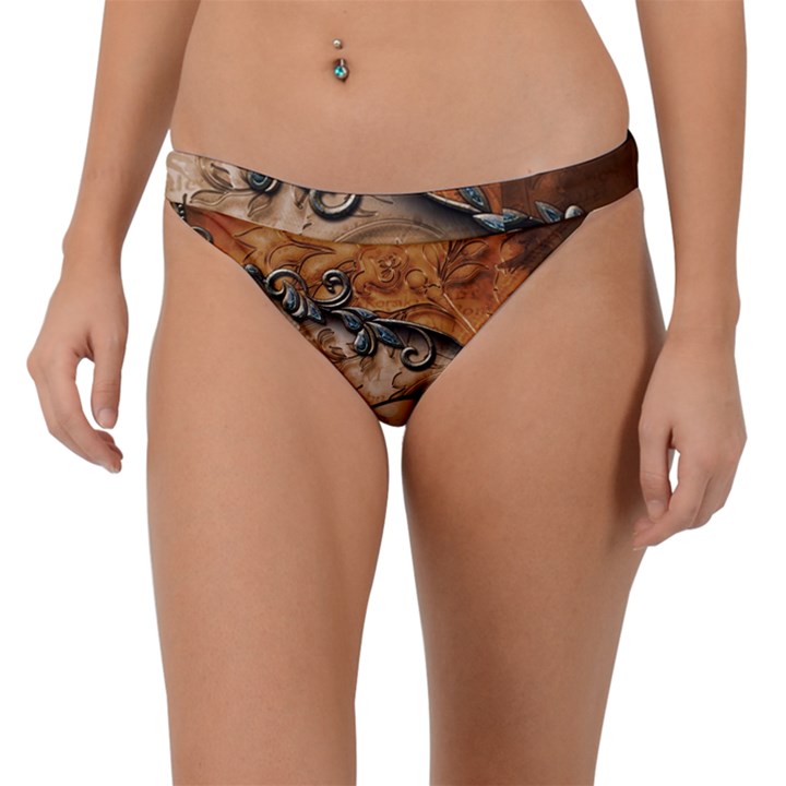 Wonderful Floral Design With Butterflies Band Bikini Bottom