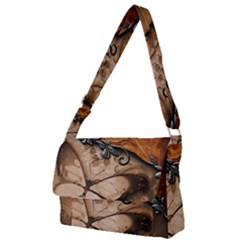 Wonderful Floral Design With Butterflies Full Print Messenger Bag (s) by FantasyWorld7