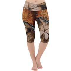 Wonderful Floral Design With Butterflies Lightweight Velour Cropped Yoga Leggings by FantasyWorld7