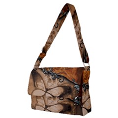 Wonderful Floral Design With Butterflies Full Print Messenger Bag (m) by FantasyWorld7