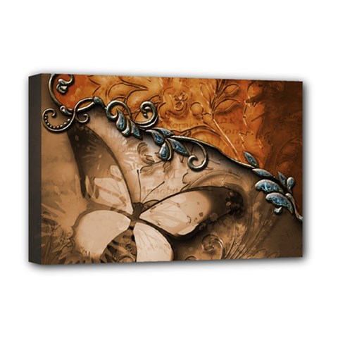 Wonderful Floral Design With Butterflies Deluxe Canvas 18  X 12  (stretched) by FantasyWorld7