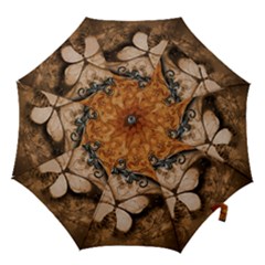 Wonderful Floral Design With Butterflies Hook Handle Umbrellas (small) by FantasyWorld7