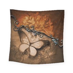 Wonderful Floral Design With Butterflies Square Tapestry (small) by FantasyWorld7