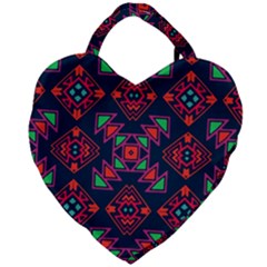 Rhombus Squares And Triangle                                                  Giant Heart Shaped Tote by LalyLauraFLM