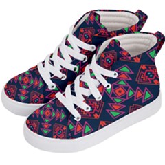 Rhombus Squares And Triangle                                               Kid s Hi-top Skate Sneakers by LalyLauraFLM