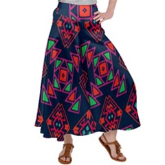 Rhombus Squares And Triangle                                                 Satin Palazzo Pants