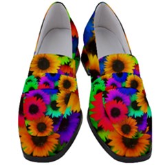 Colorful sunflowers                                                Women s Chunky Heel Loafers