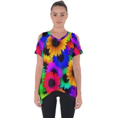 Colorful sunflowers                                                  Cut Out Side Drop Tee