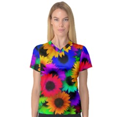 Colorful sunflowers                                                   V-Neck Sport Mesh Tee