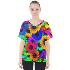 Colorful sunflowers                                                  V-Neck Dolman Drape Top