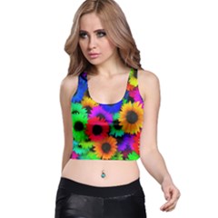 Colorful sunflowers                                                   Racer Back Crop Top