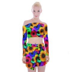 Colorful sunflowers                                                      Off Shoulder Top with Minki Skirt Set