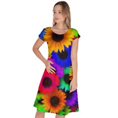 Colorful sunflowers                                                     Classic Short Sleeve Dress