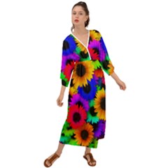 Colorful sunflowers                                                     Grecian Style Maxi Dress