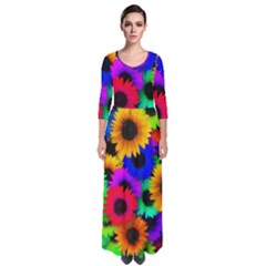 Colorful Sunflowers                                                     Quarter Sleeve Maxi Dress by LalyLauraFLM