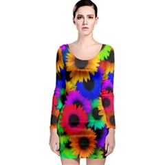 Colorful sunflowers                                                   Long Sleeve Bodycon Dress