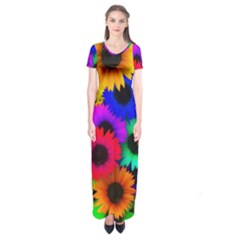 Colorful sunflowers                                                   Short Sleeve Maxi Dress