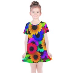 Colorful sunflowers                                                  Kids  Simple Cotton Dress