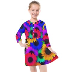 Colorful sunflowers                                                 Kids  Quarter Sleeve Shirt Dress