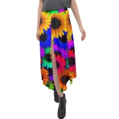 Colorful sunflowers                                                       Velour Split Maxi Skirt