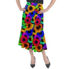 Colorful sunflowers                                                       Midi Mermaid Skirt