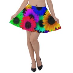 Colorful sunflowers                                                  Velvet Skater Skirt