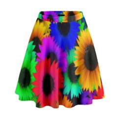 Colorful sunflowers                                                     High Waist Skirt